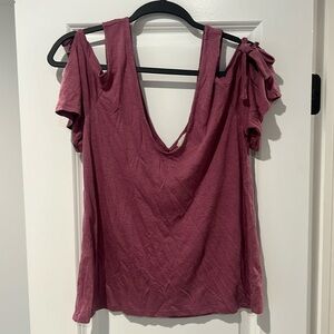 Hinge Vneck Top - Pink Mauve Color - Sz Medium